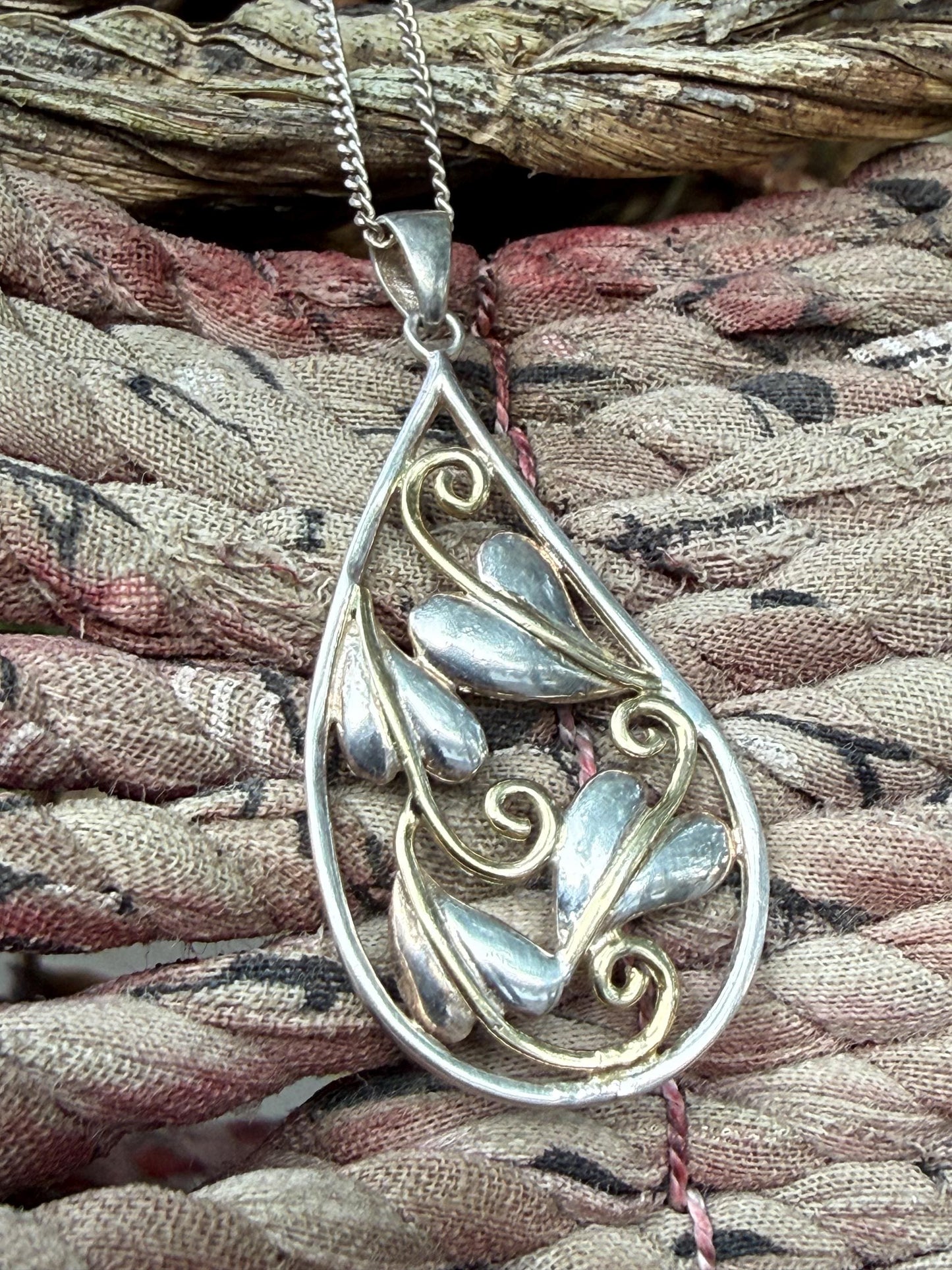 Vintage Vine Leaf Sterling Silver Necklace