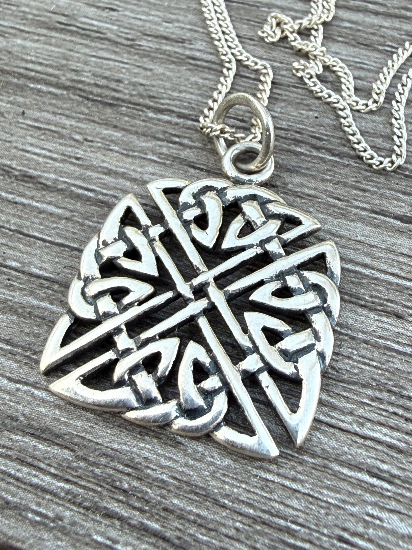 Vintage Sterling Silver Celtic Knot Square Necklace