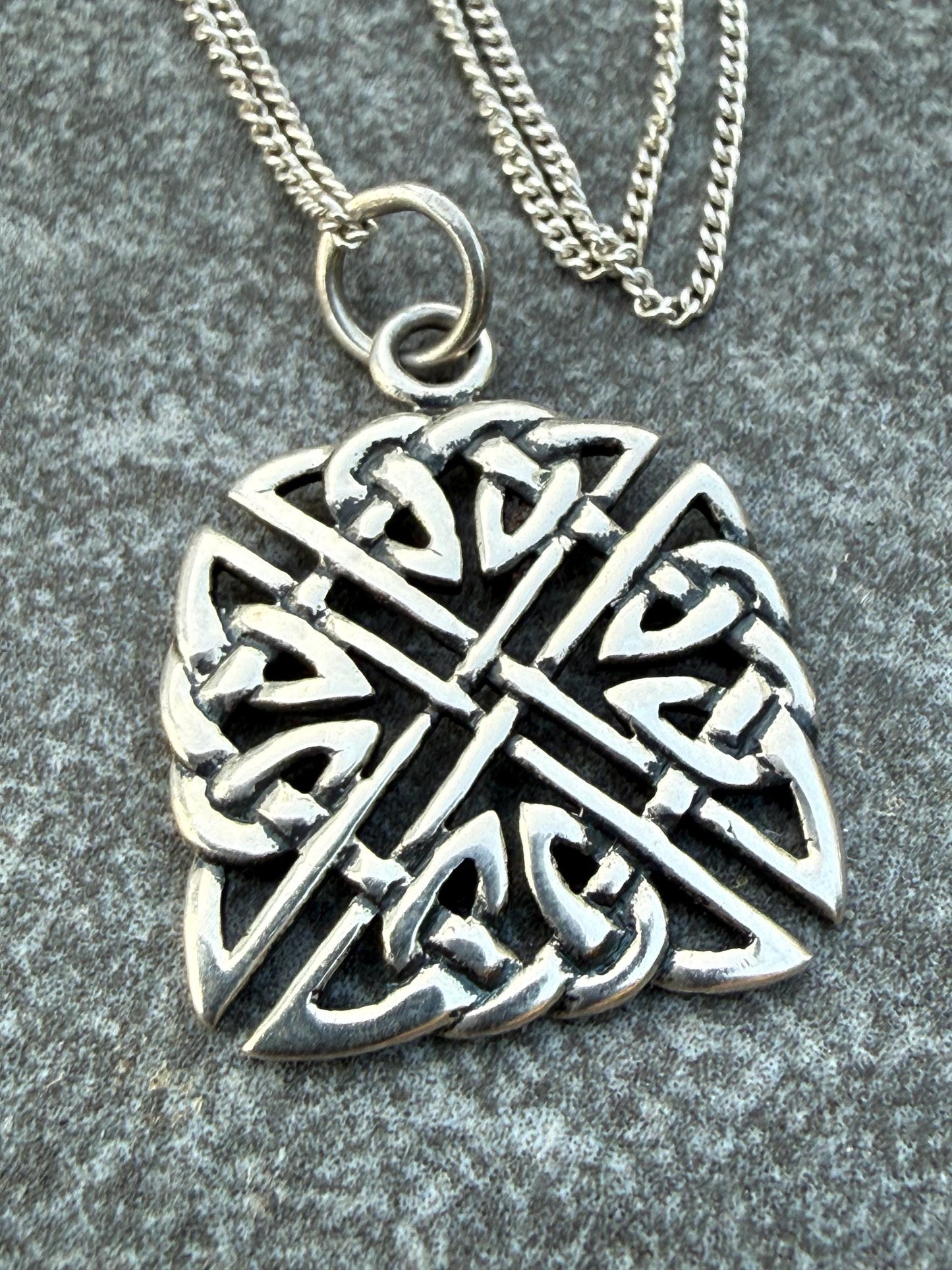 Vintage Sterling Silver Celtic Knot Square Necklace