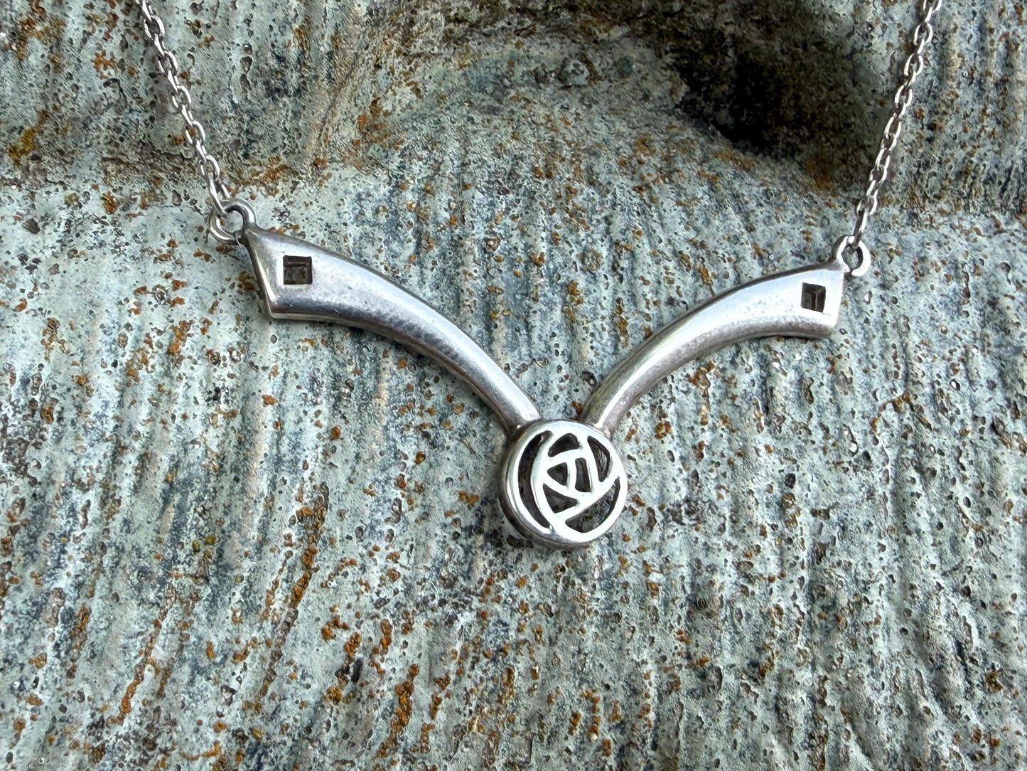 Vintage Kit Heath Sterling Silver Necklace, Mackintosh Rose