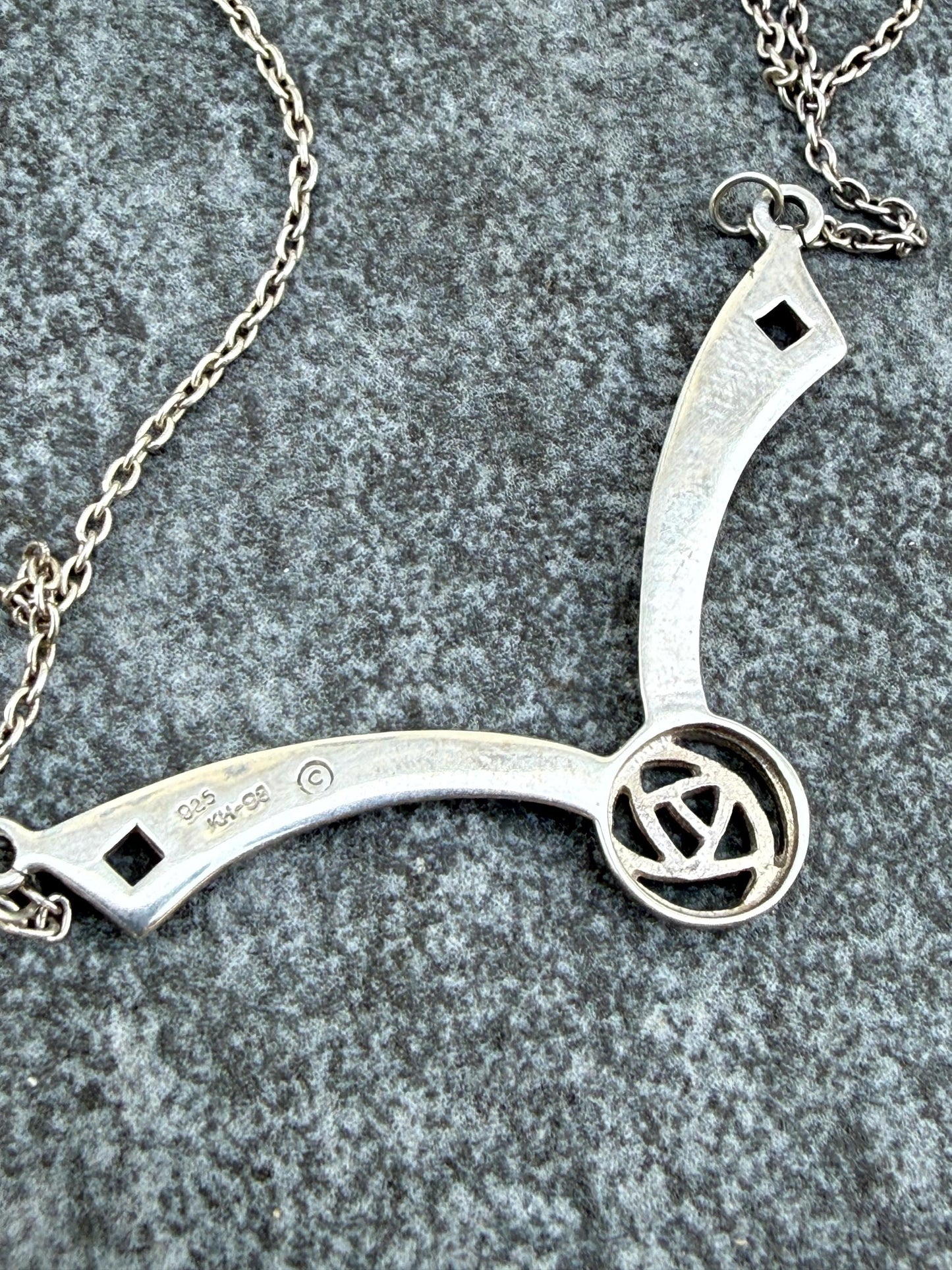Vintage Kit Heath Sterling Silver Necklace, Mackintosh Rose