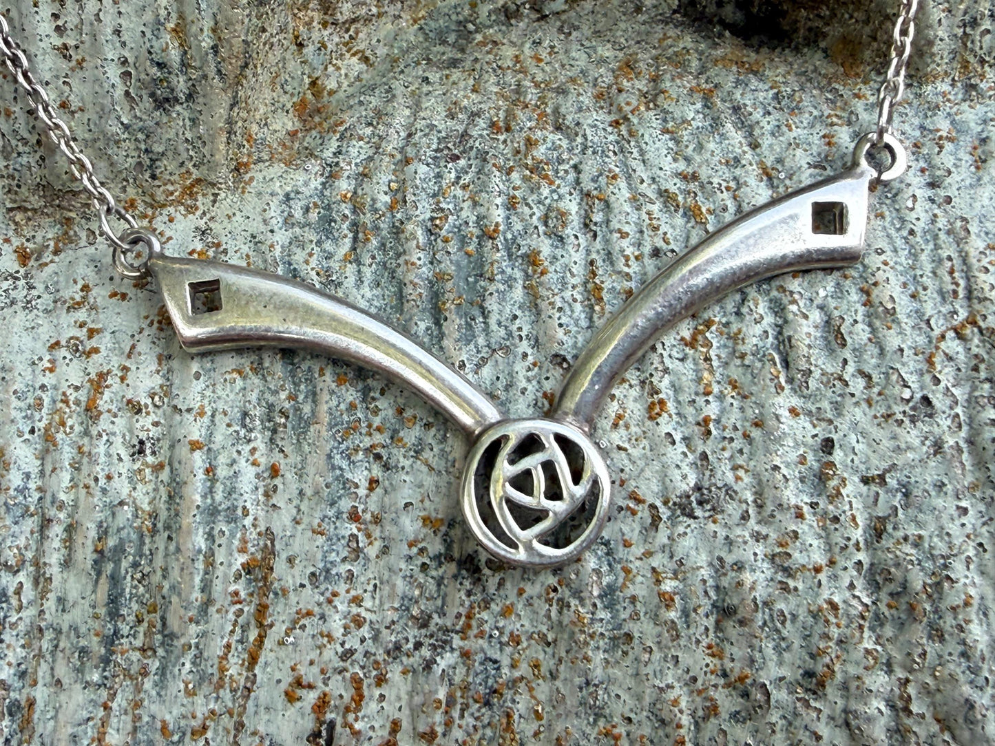 Vintage Kit Heath Sterling Silver Necklace, Mackintosh Rose