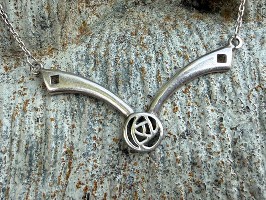 Vintage Kit Heath Sterling Silver Necklace, Mackintosh Rose