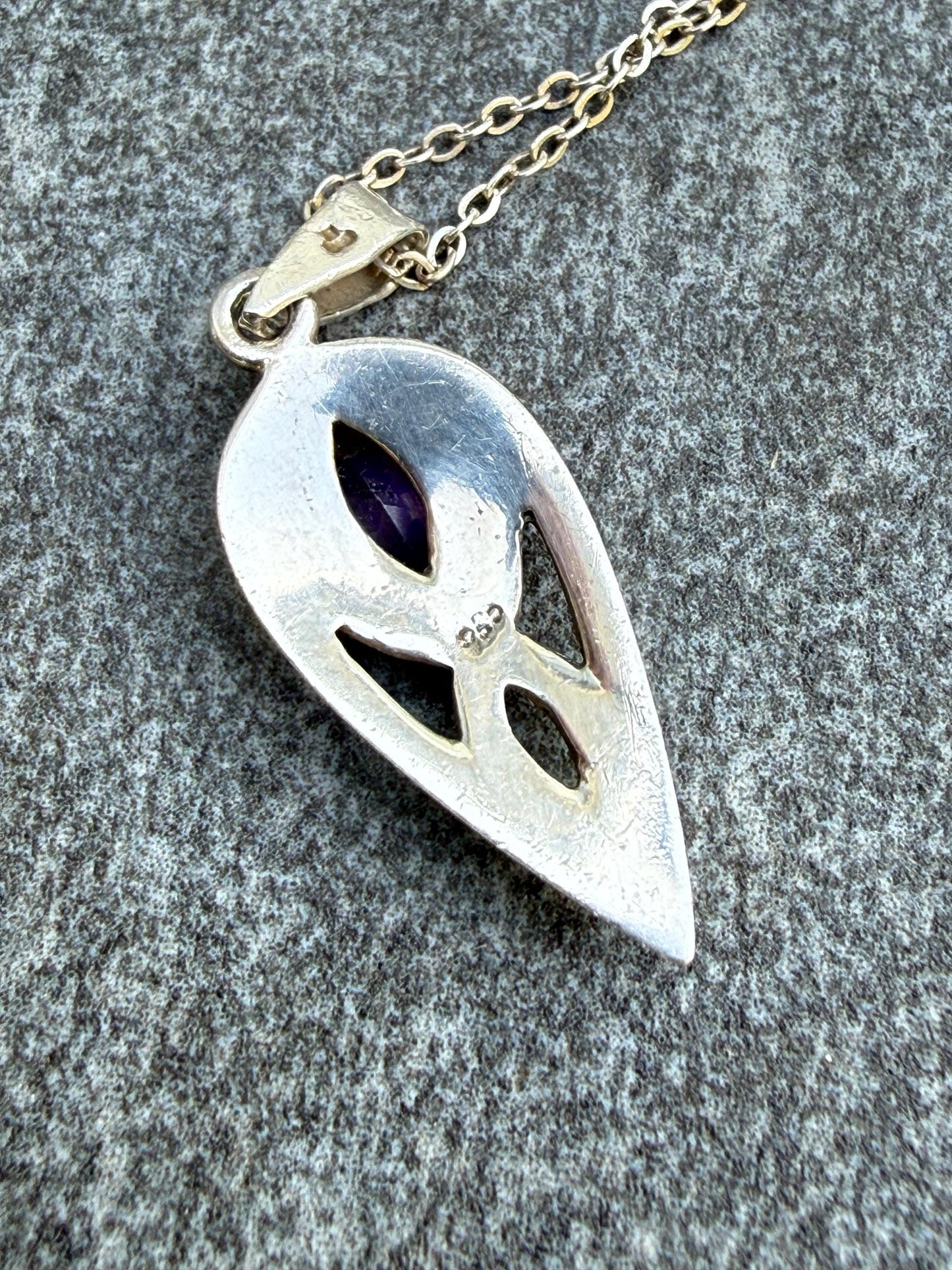 Art Nouveau Inspired Sterling Silver & Amethyst Necklace