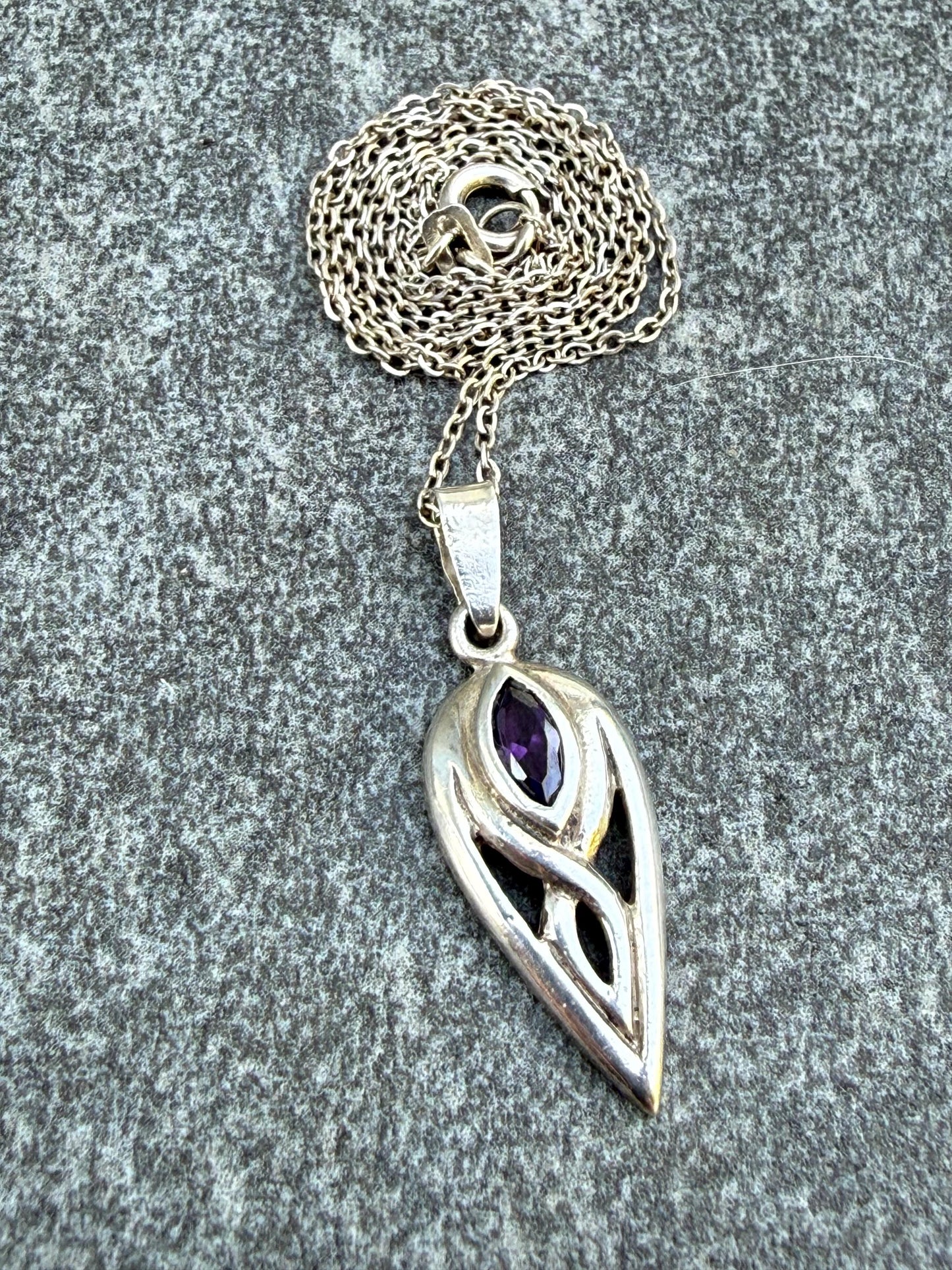 Art Nouveau Inspired Sterling Silver & Amethyst Necklace