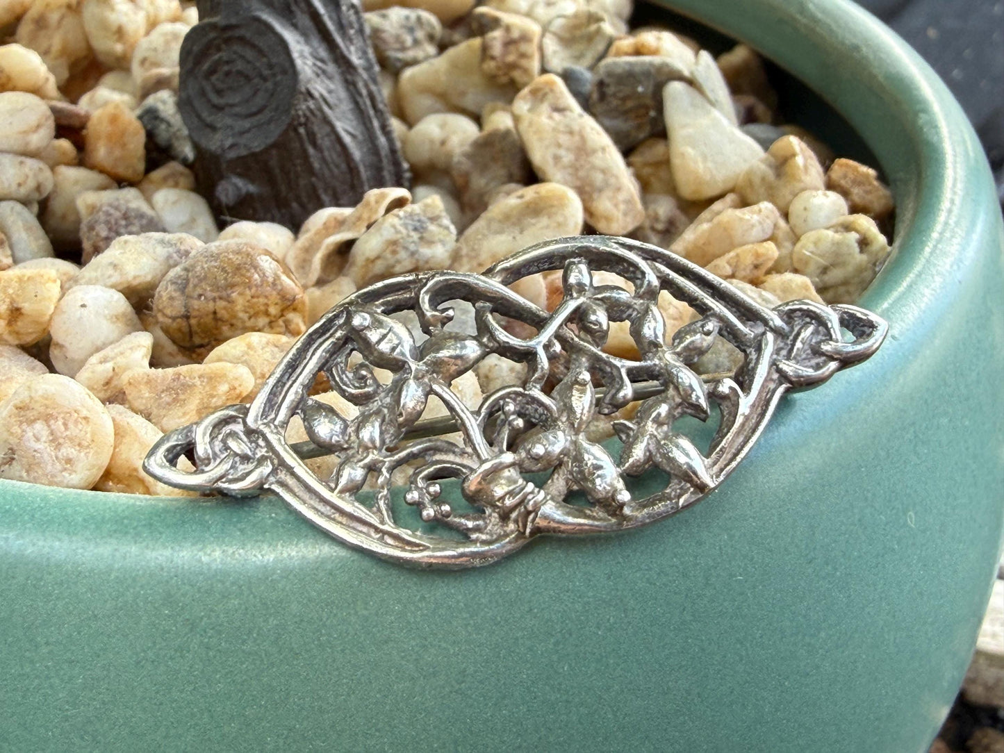 Art Nouveau Style Kit Heath Sterling Silver Brooch