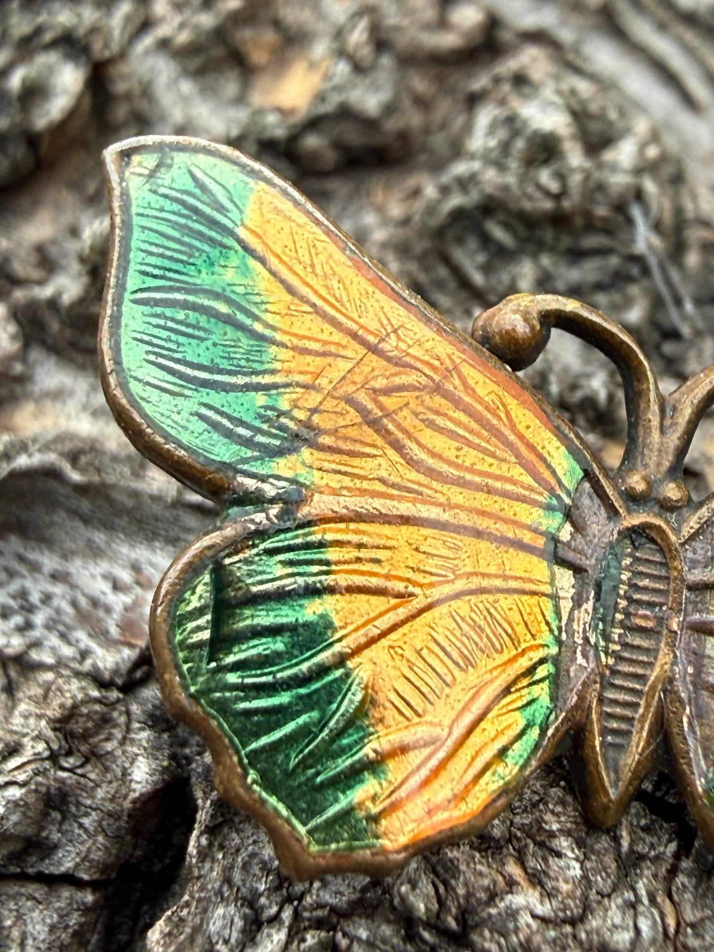Antique Art Deco Enamel Butterfly Brooch