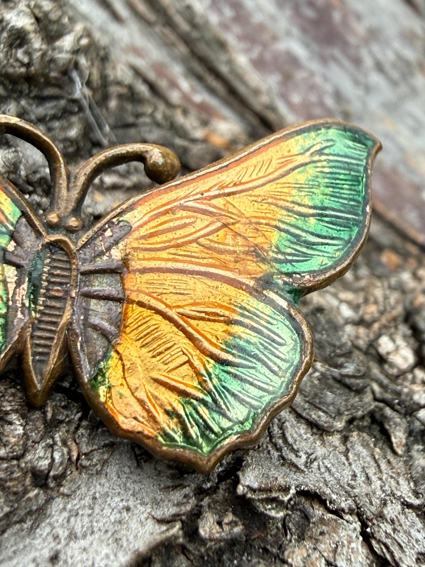 Antique Art Deco Enamel Butterfly Brooch