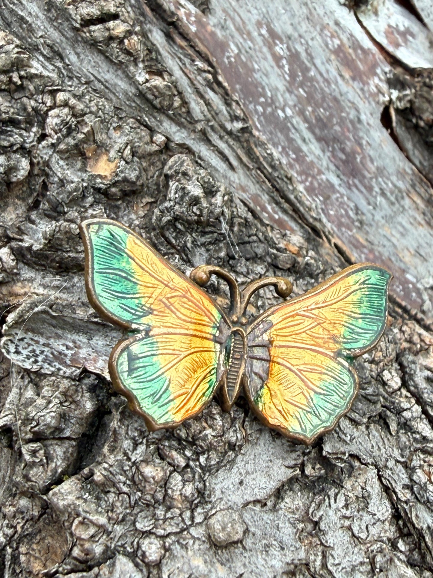 Antique Art Deco Enamel Butterfly Brooch