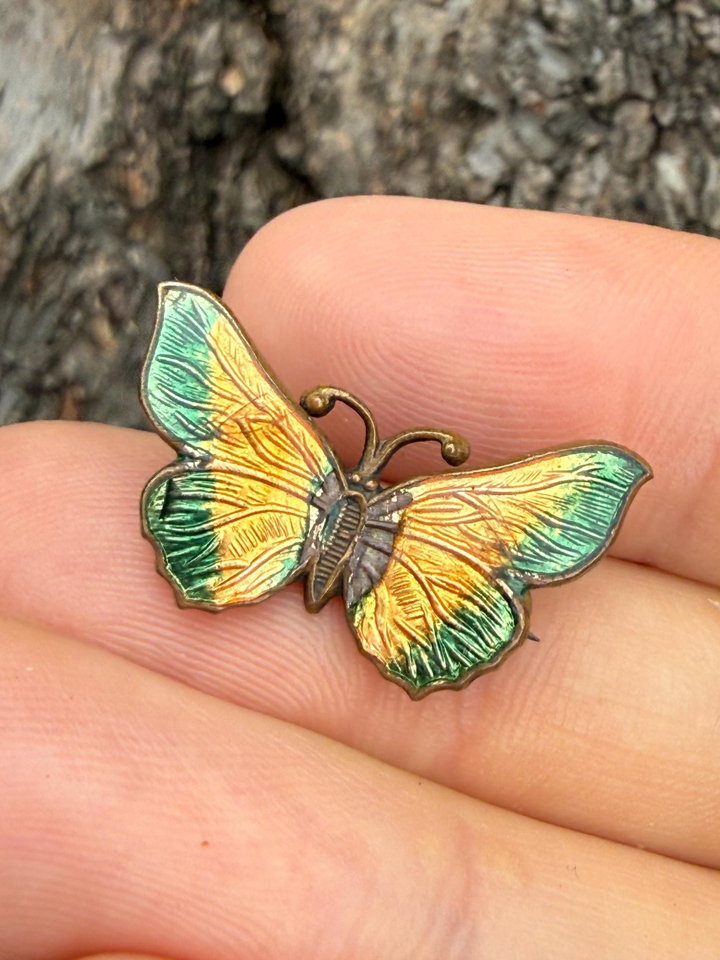 Antique Art Deco Enamel Butterfly Brooch