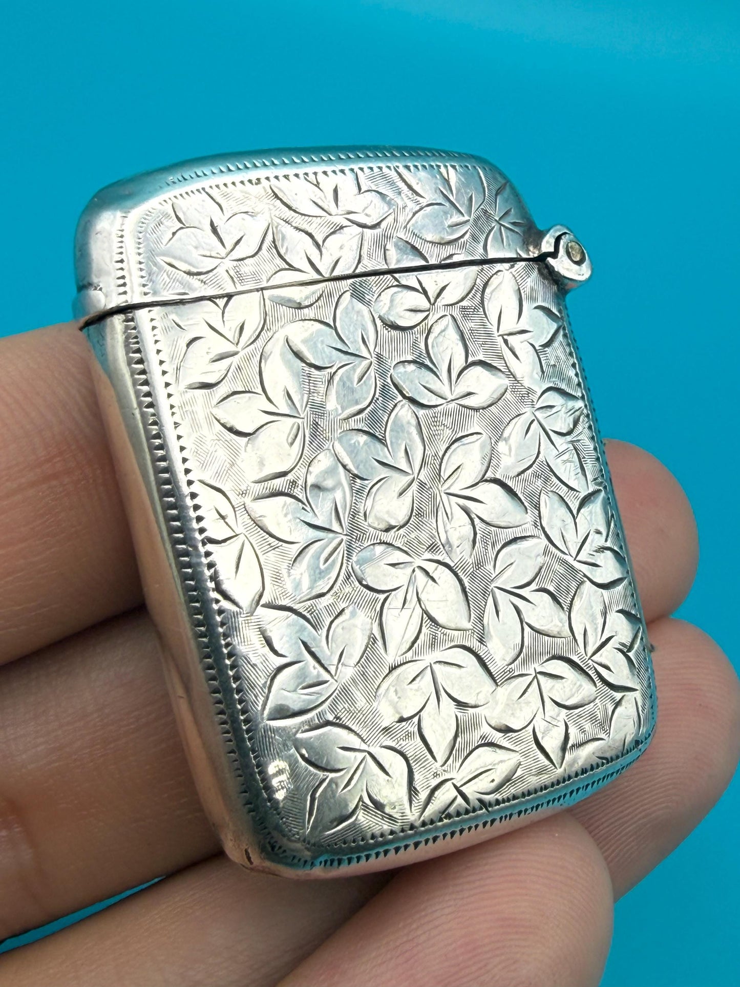 Antique Solid Silver Vesta Case, Hallmarked 1900