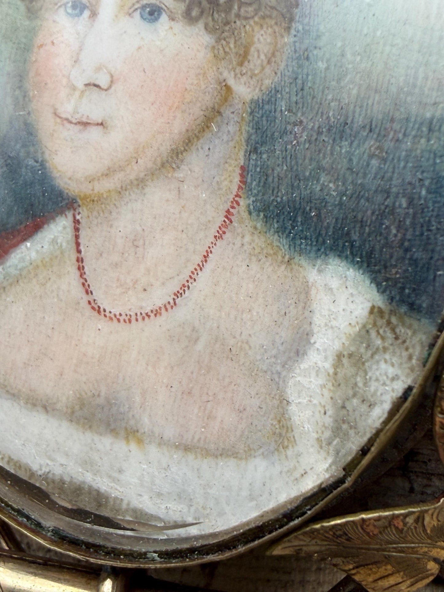Antique Georgian Miniature Portrait Brooch of Lady