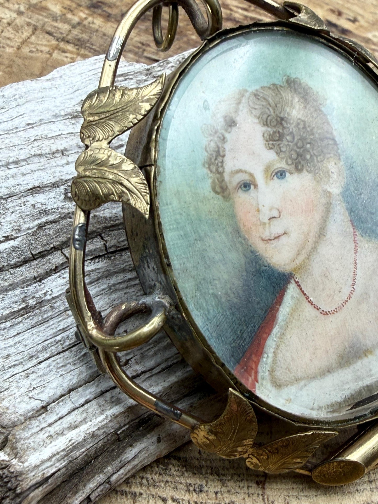 Antique Georgian Miniature Portrait Brooch of Lady