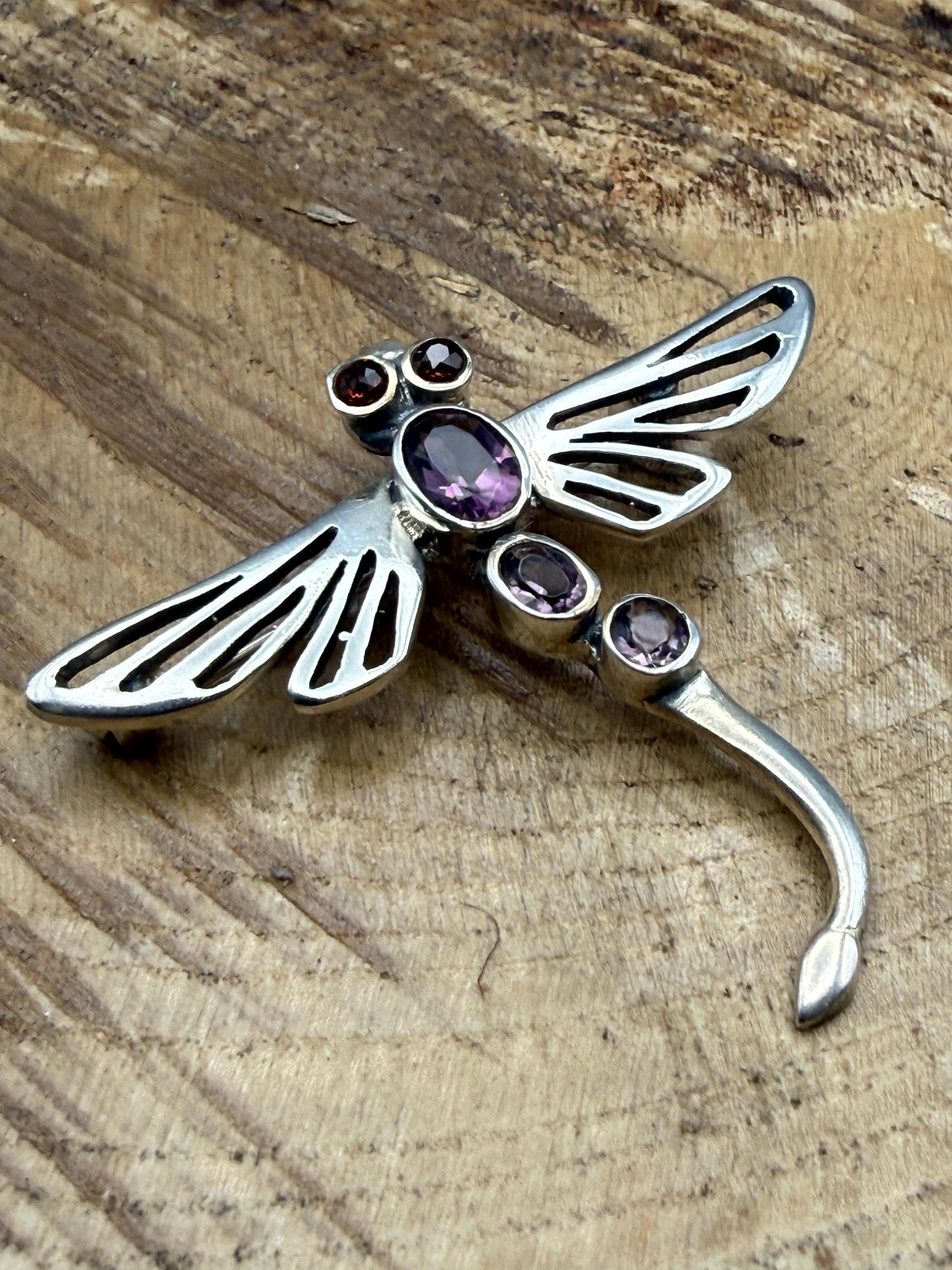 Vintage Sterling Silver Dragonfly Brooch