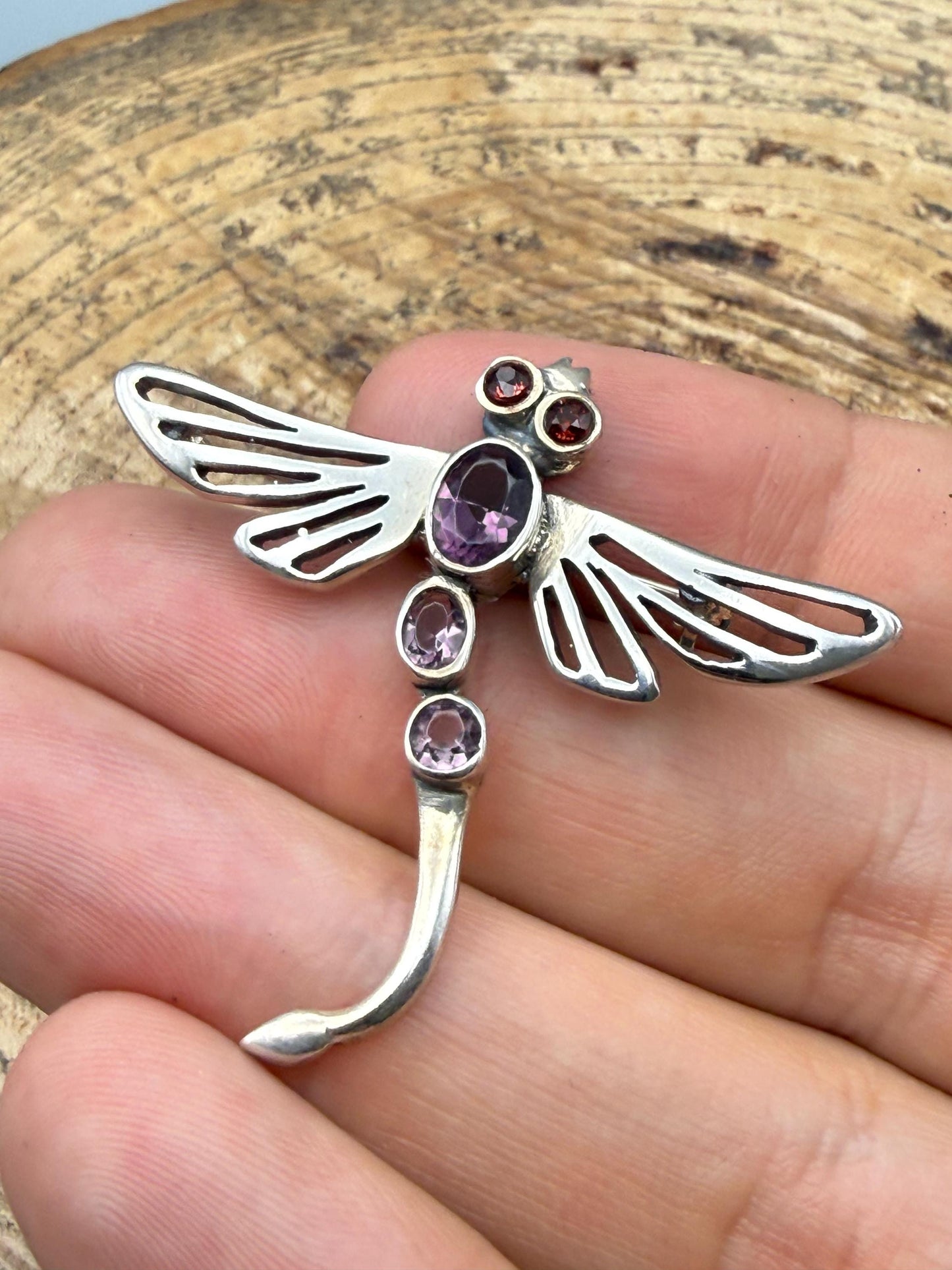 Vintage Sterling Silver Dragonfly Brooch
