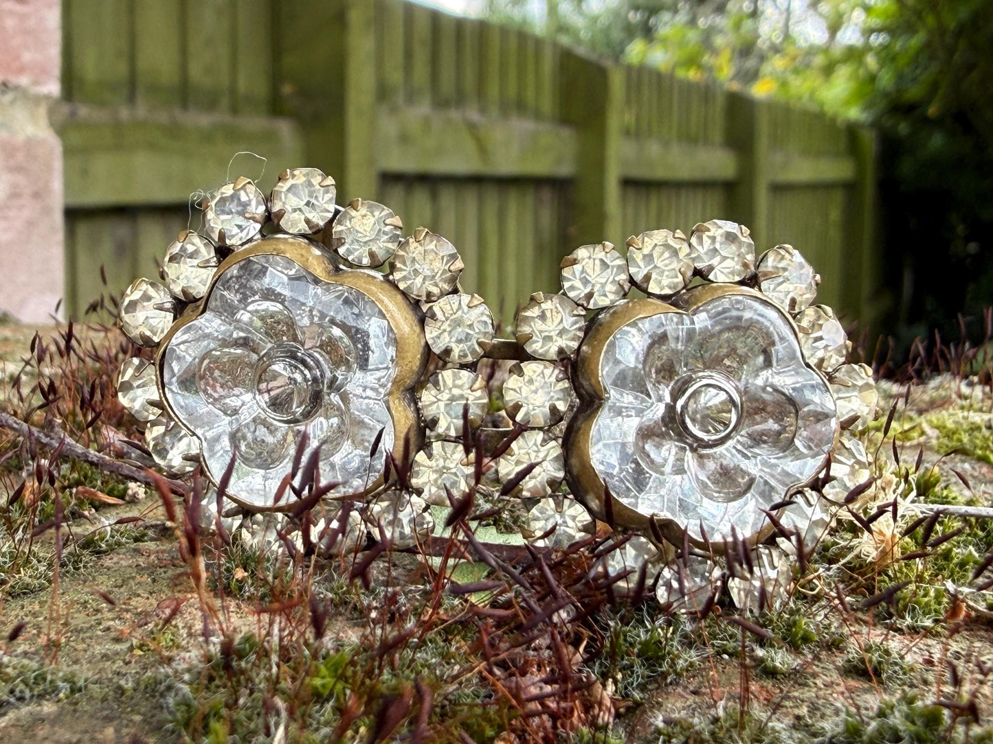 Antique Sparkly Paste Floral Victorian Buckle