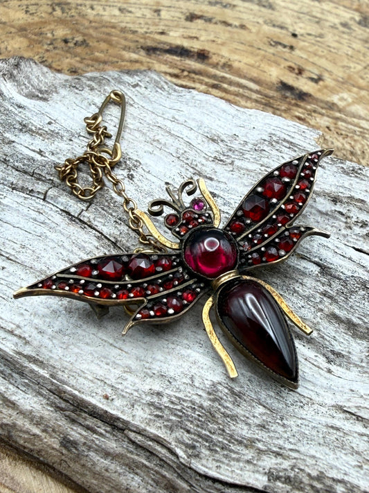 Antique Victorian Garnet Bug Brooch