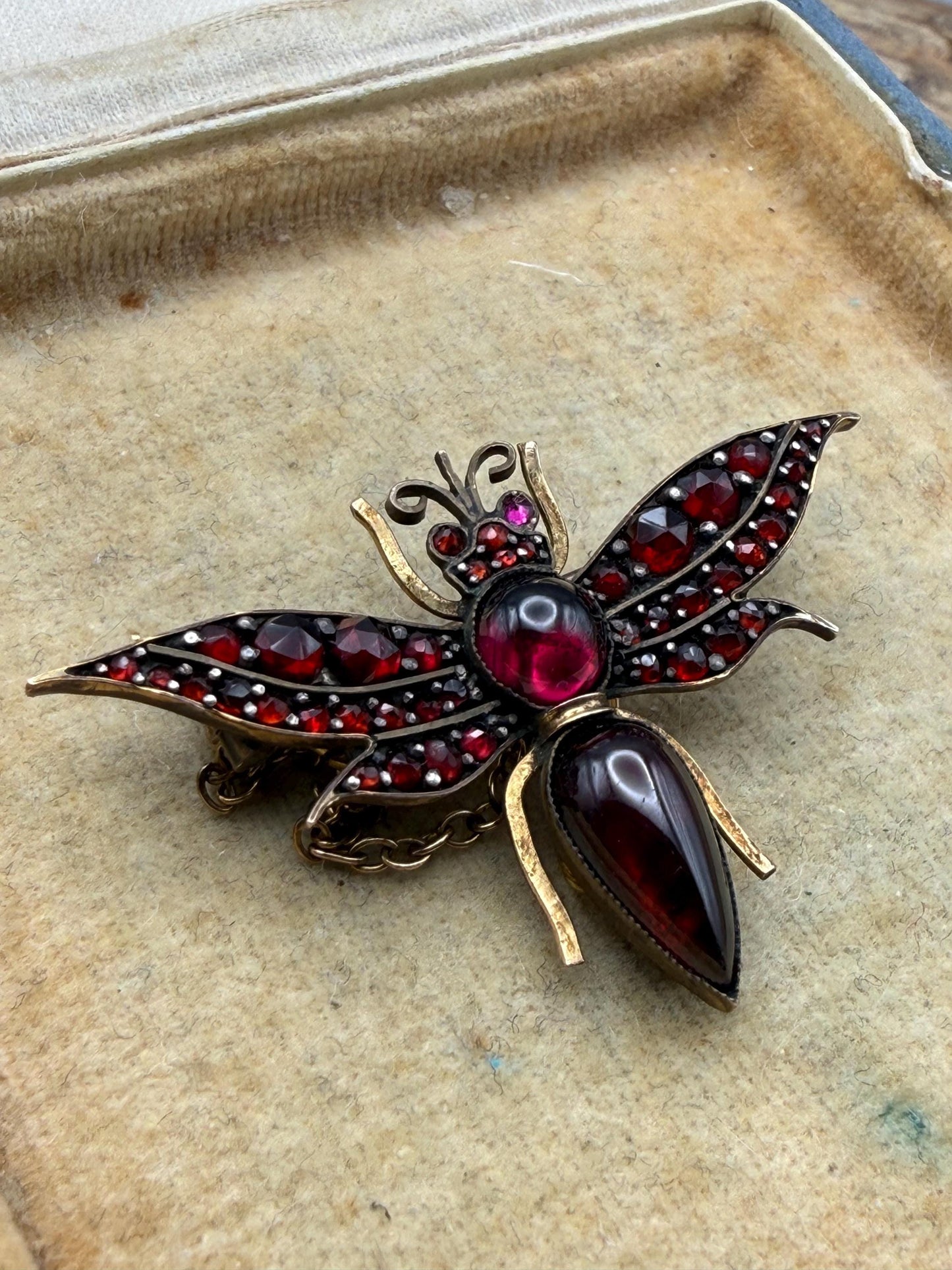 Antique Victorian Garnet Bug Brooch