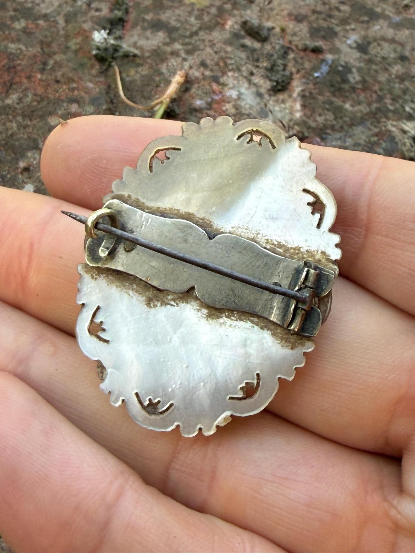Antique Mother of Pearl Hand Carved Cameo Brooch