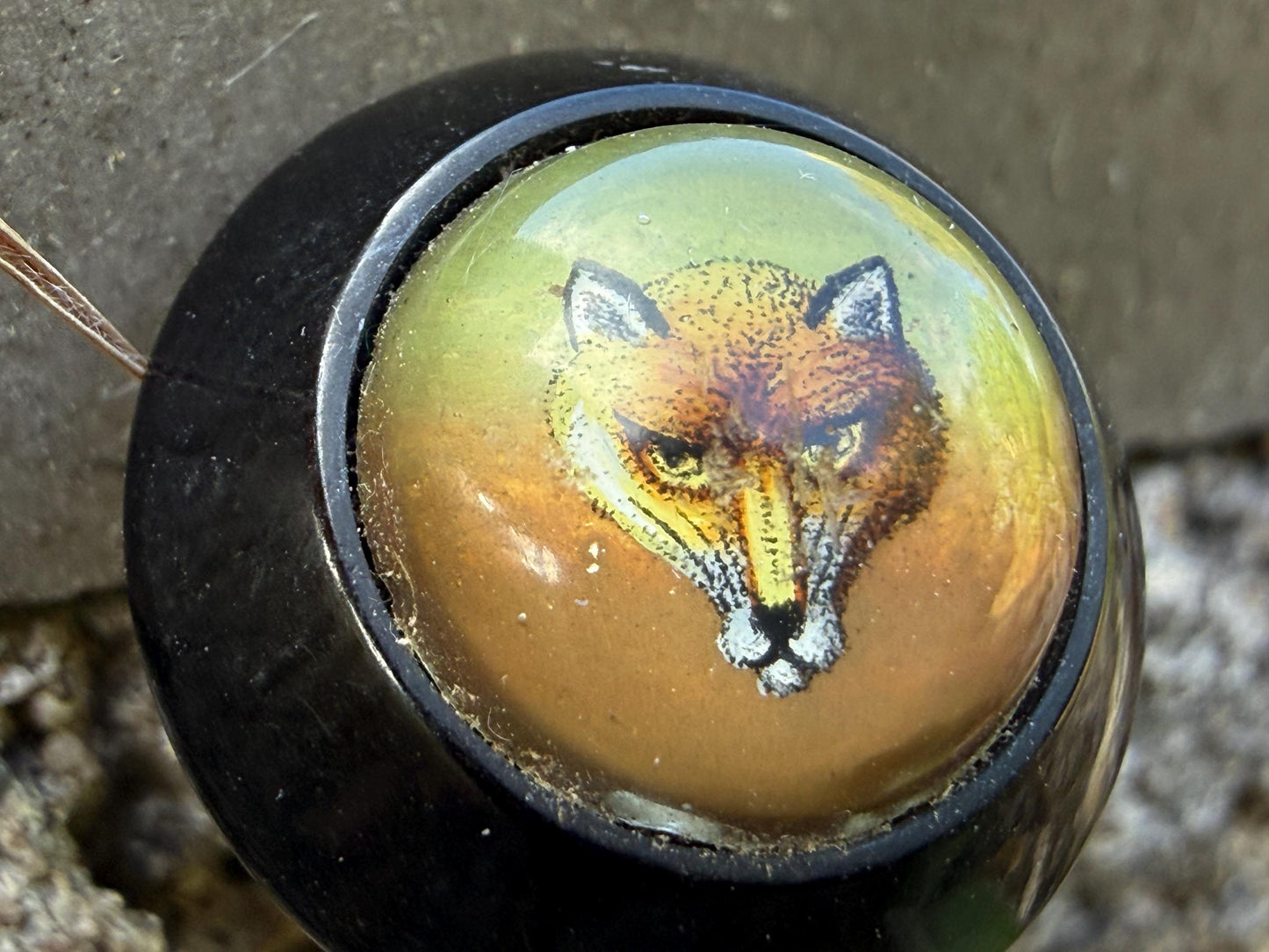 Victorian Hand Painted Fox Head Stick Pin, Essex Crystal