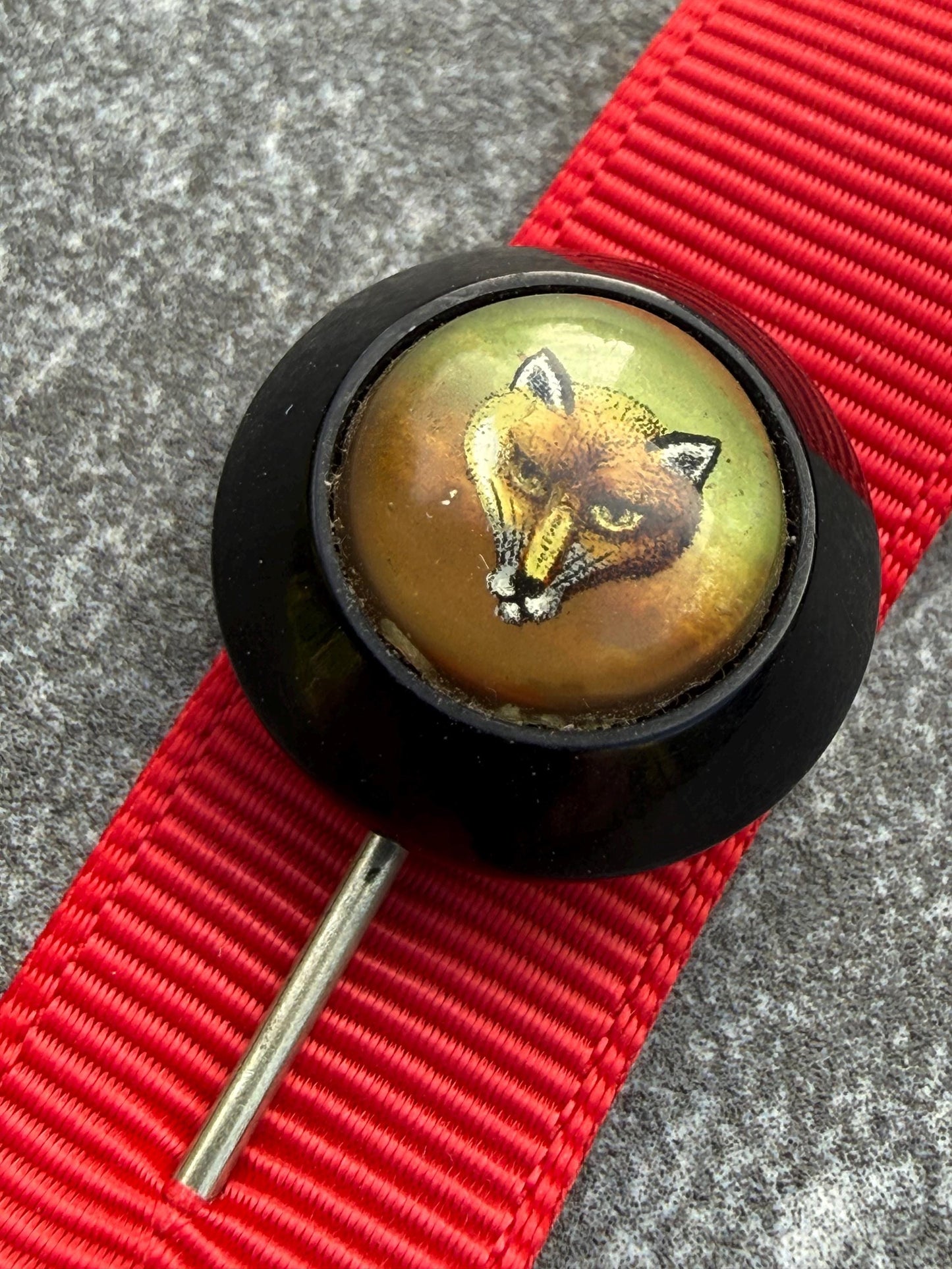 Victorian Hand Painted Fox Head Stick Pin, Essex Crystal