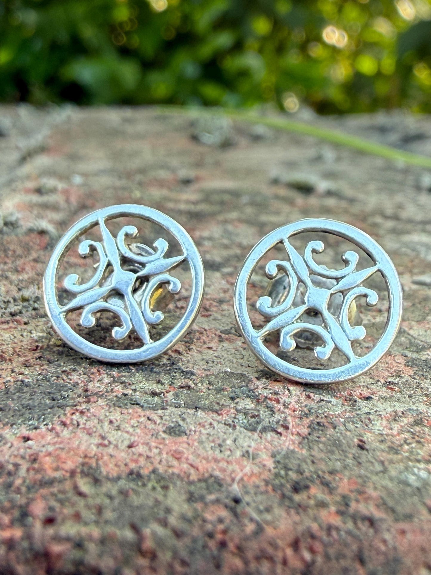 Vintage St Magnus Cross Earrings, Sterling Silver Scottish Celtic Studs