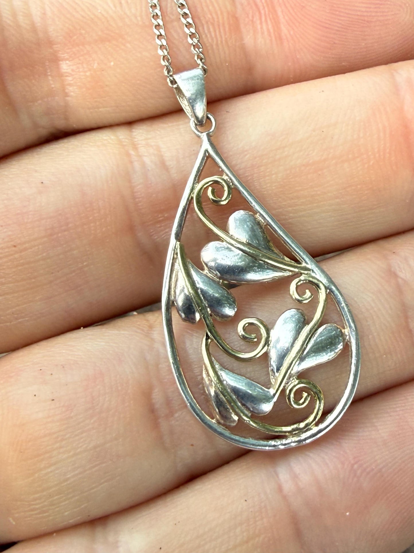 Vintage Vine Leaf Sterling Silver Necklace