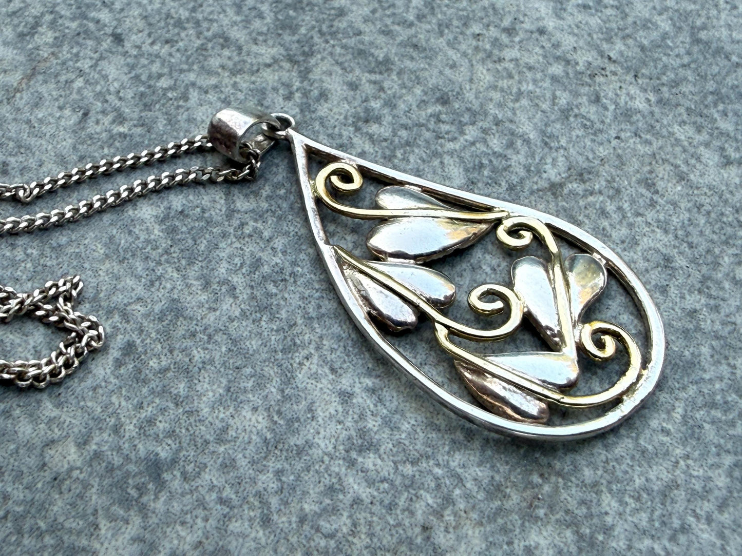 Vintage Vine Leaf Sterling Silver Necklace