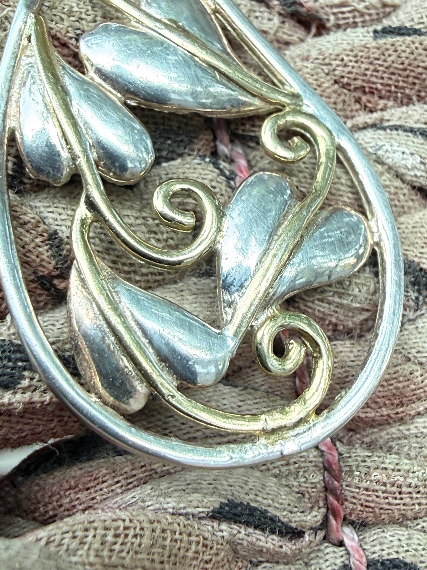 Vintage Vine Leaf Sterling Silver Necklace