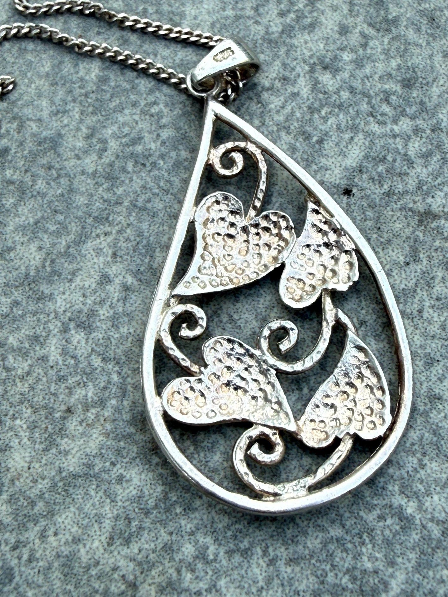 Vintage Vine Leaf Sterling Silver Necklace