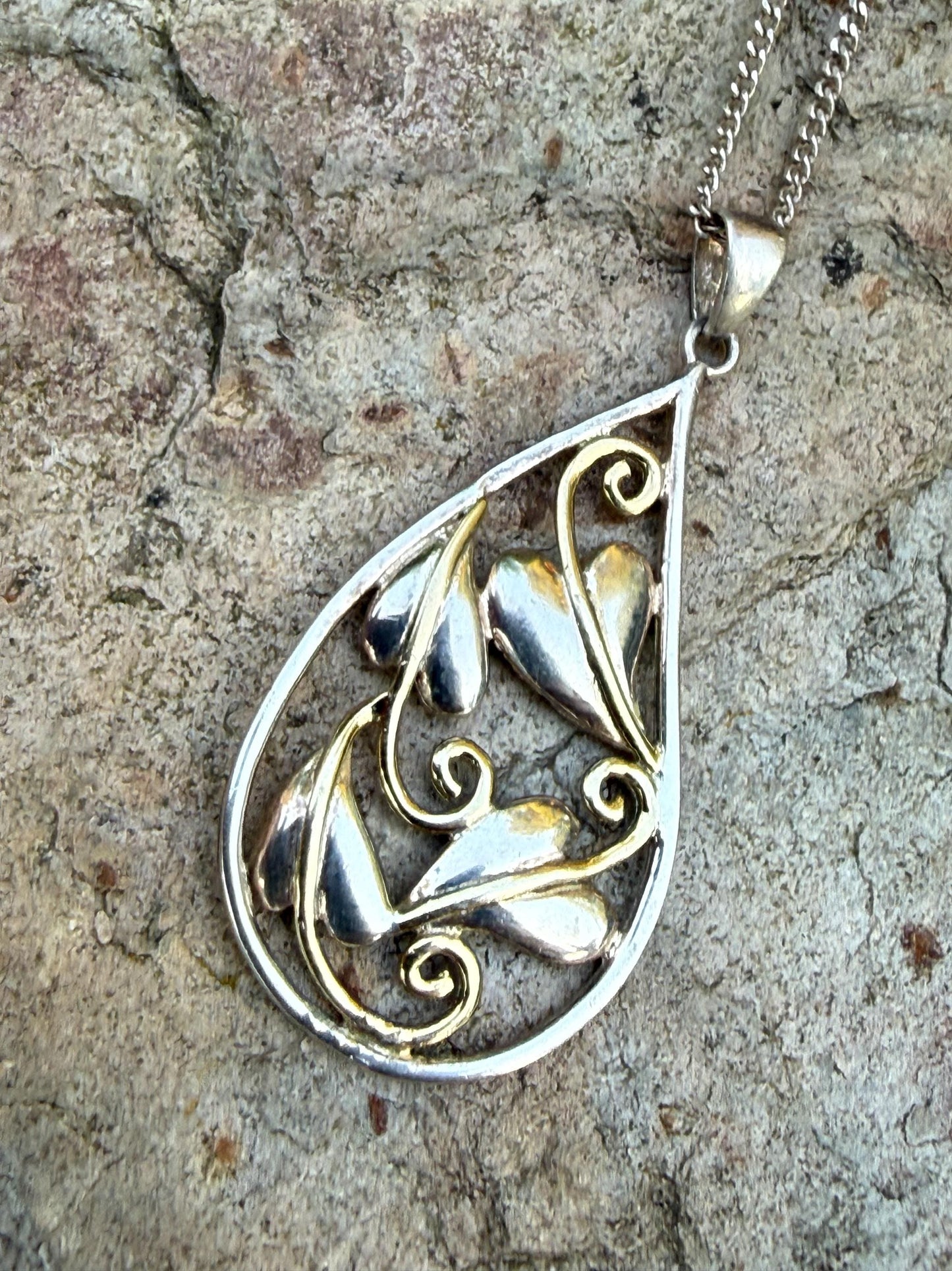 Vintage Vine Leaf Sterling Silver Necklace