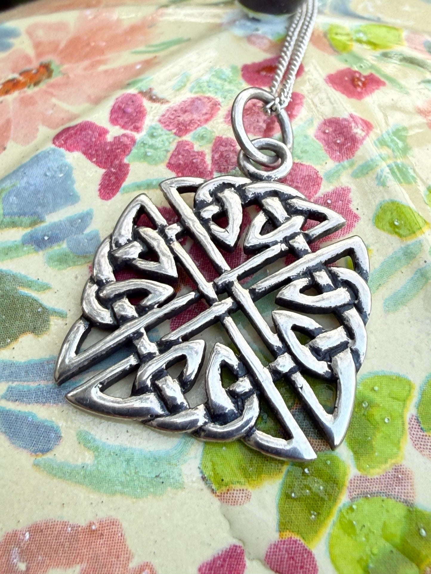 Vintage Sterling Silver Celtic Knot Square Necklace