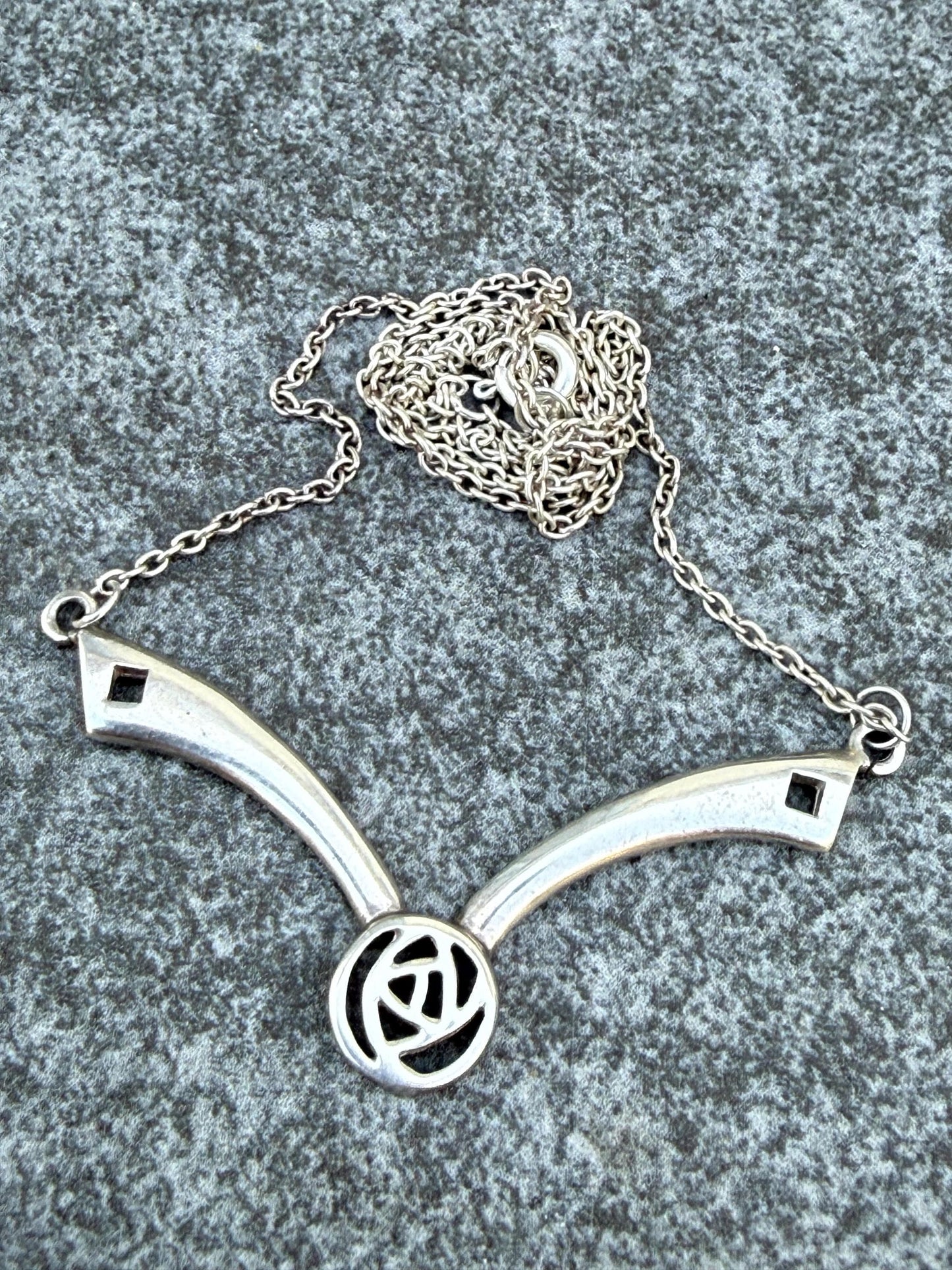 Vintage Kit Heath Sterling Silver Necklace, Mackintosh Rose