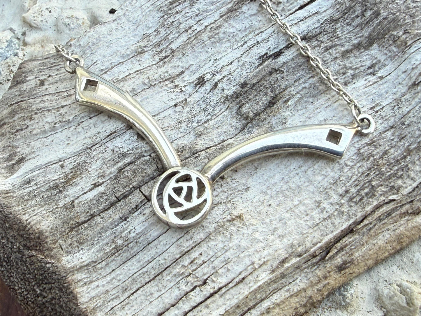 Vintage Kit Heath Sterling Silver Necklace, Mackintosh Rose