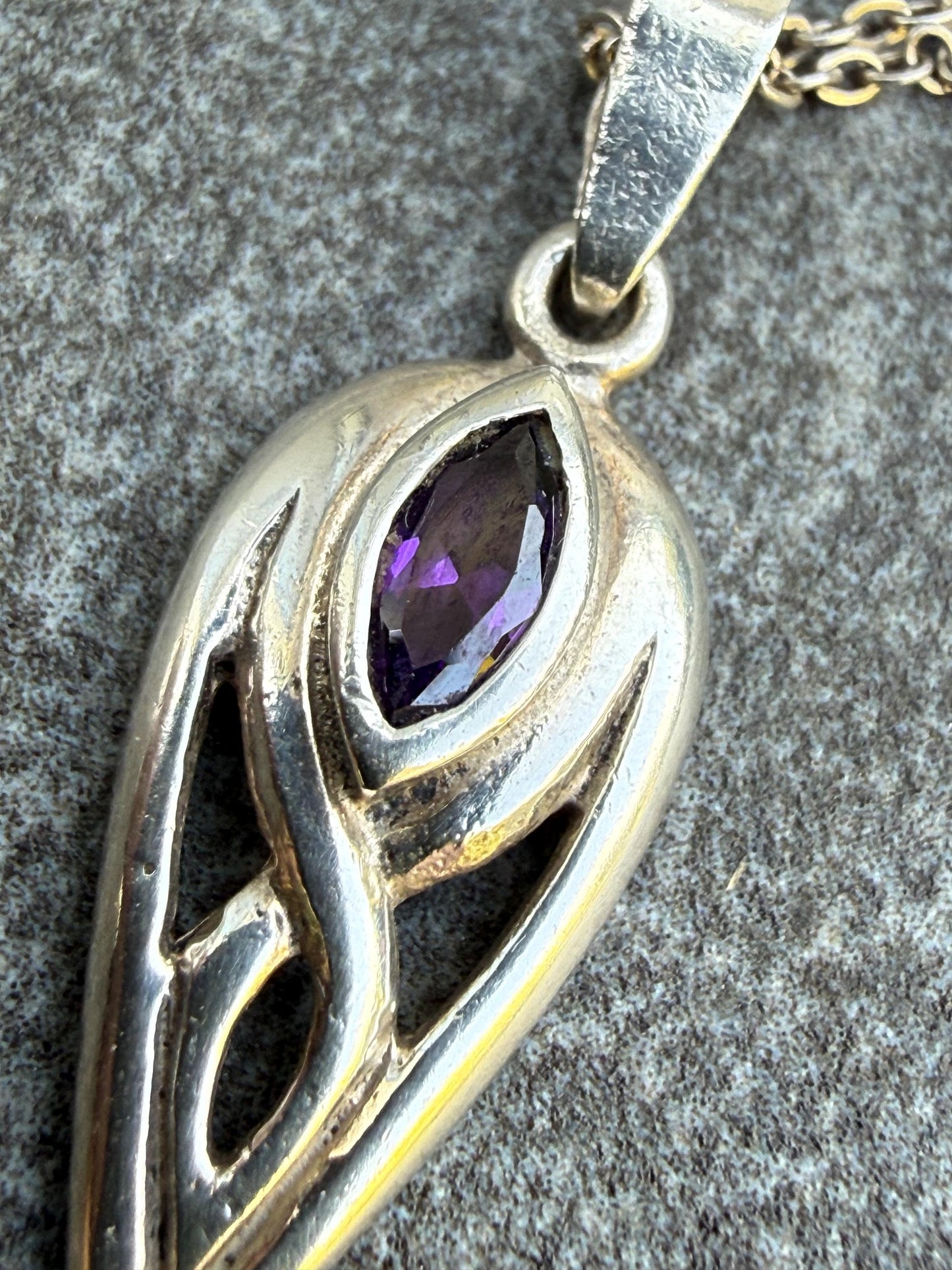 Art Nouveau Inspired Sterling Silver & Amethyst Necklace