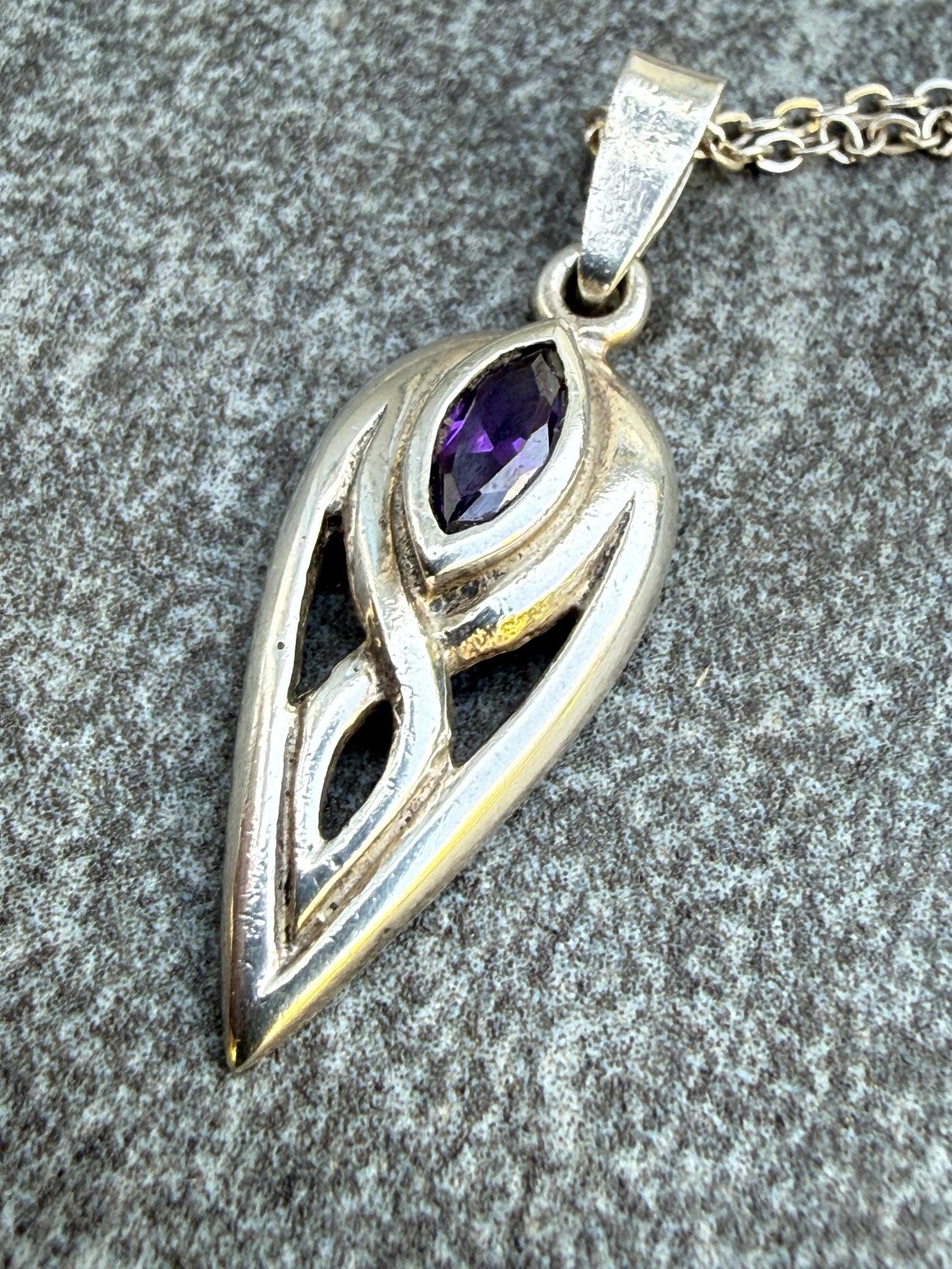 Art Nouveau Inspired Sterling Silver & Amethyst Necklace
