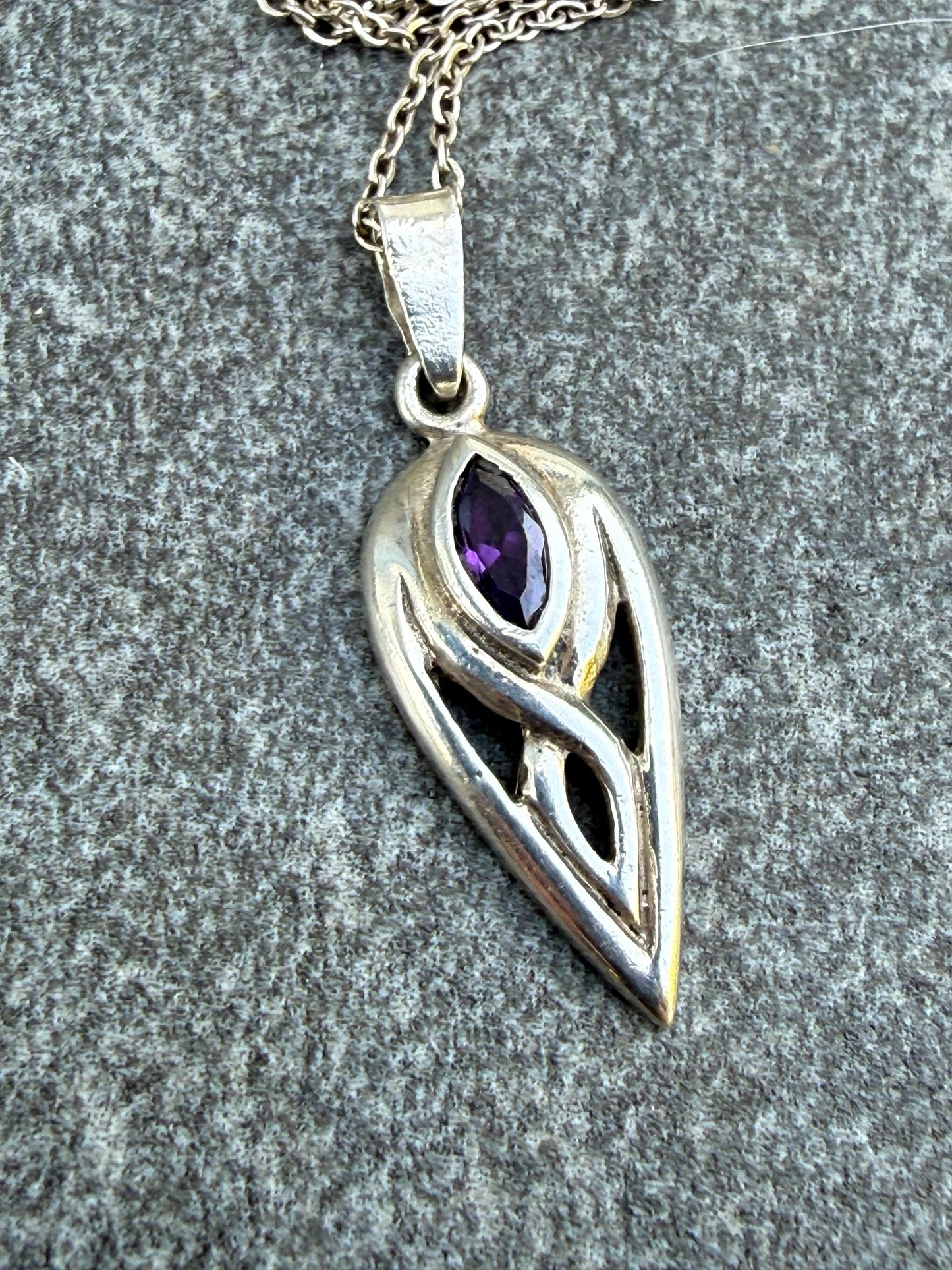 Art Nouveau Inspired Sterling Silver & Amethyst Necklace