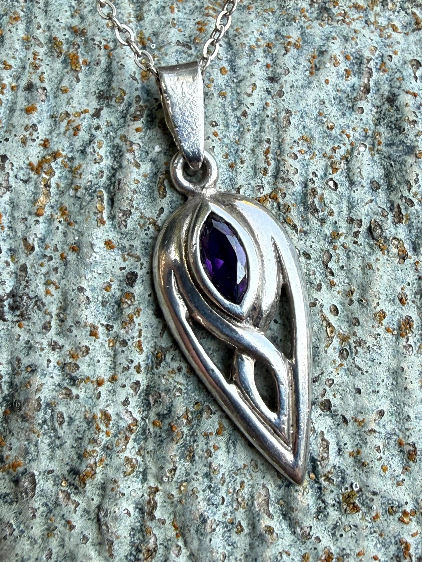 Art Nouveau Inspired Sterling Silver & Amethyst Necklace
