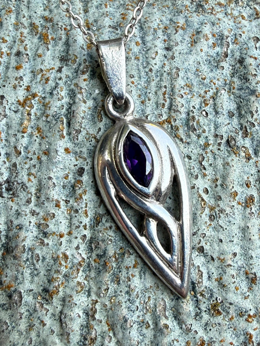Art Nouveau Inspired Sterling Silver & Amethyst Necklace