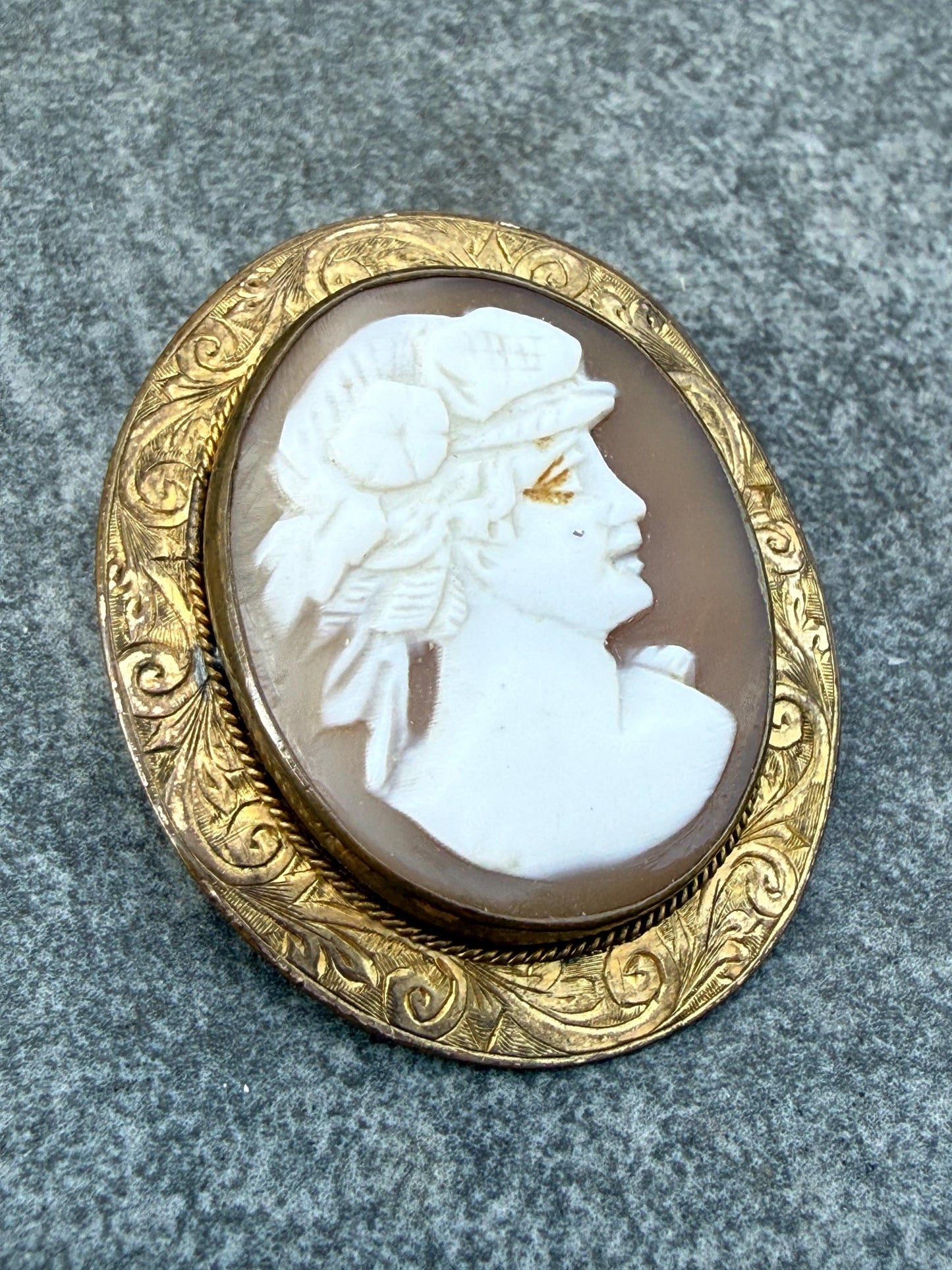 Antique Victorian Cameo Brooch of Greek Goddess Flora