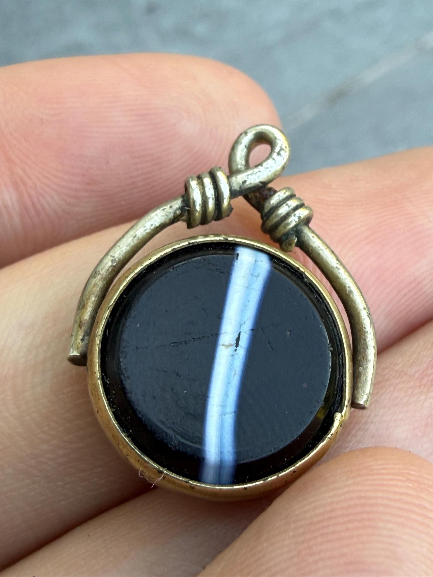 Antique Banded Agate & Carnelian Spinning Watch Fob