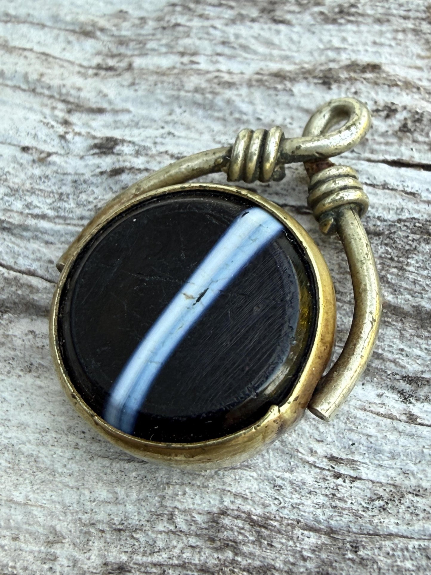 Antique Banded Agate & Carnelian Spinning Watch Fob