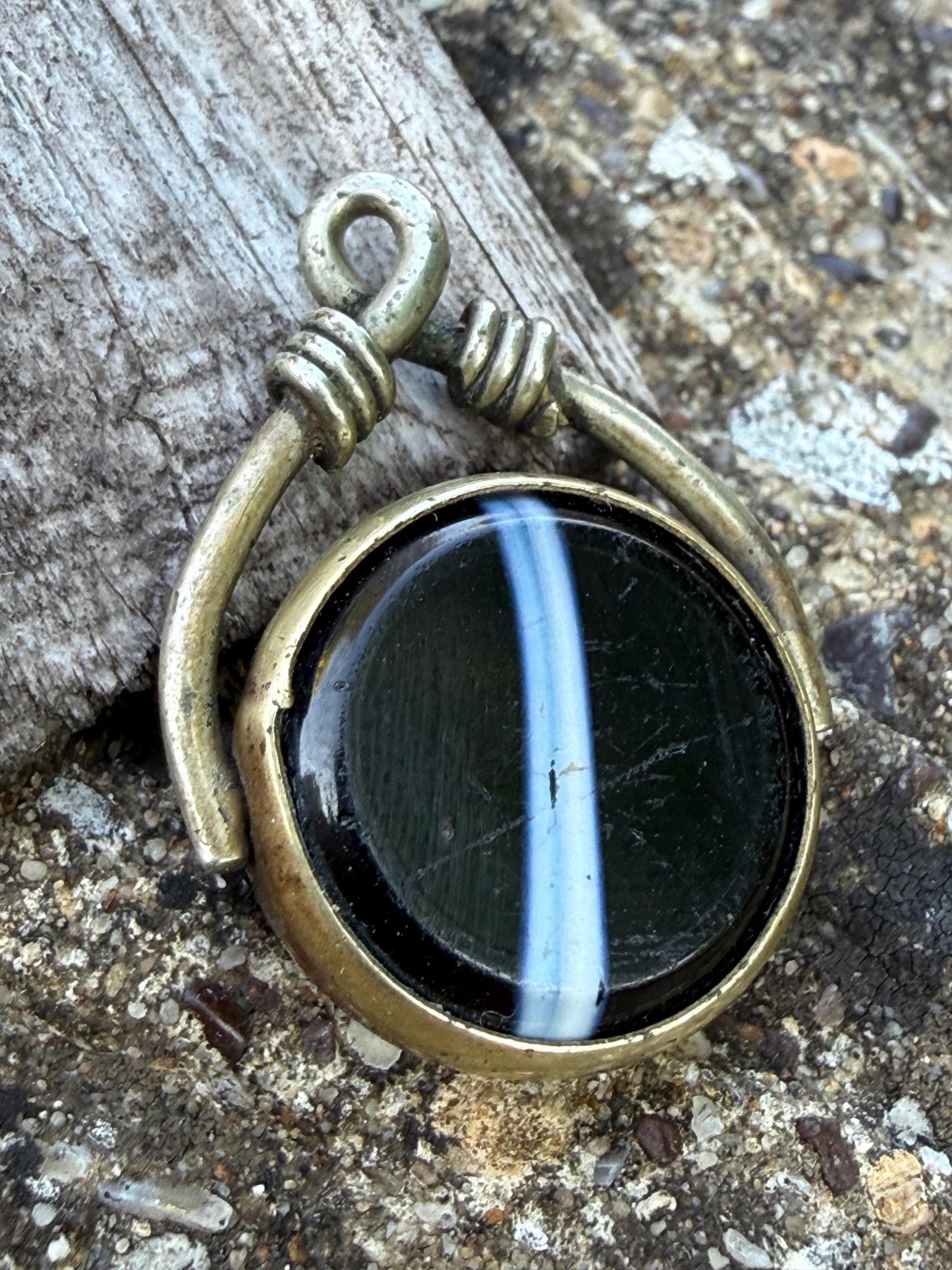 Antique Banded Agate & Carnelian Spinning Watch Fob
