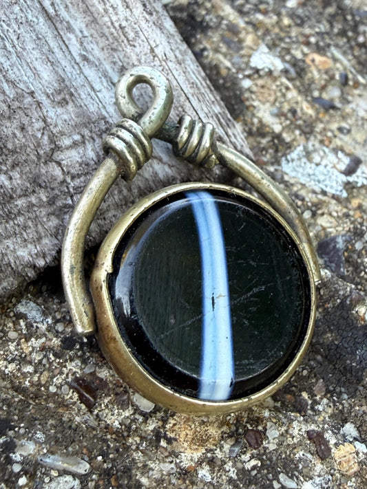 Antique Banded Agate & Carnelian Spinning Watch Fob