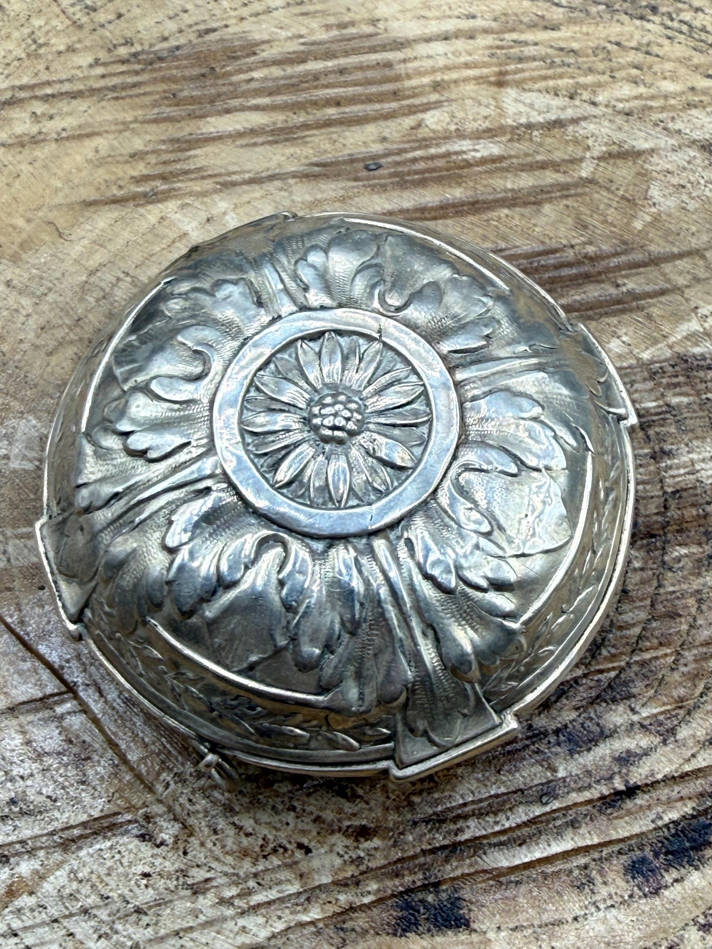 Antique French Silver Trinket Box With Musical Trophy Design