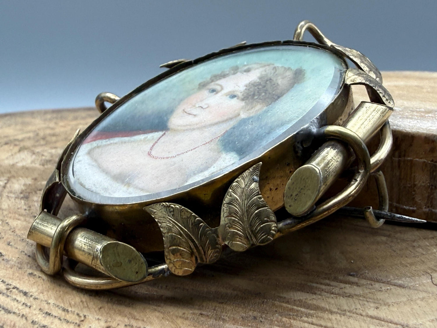 Antique Georgian Miniature Portrait Brooch of Lady