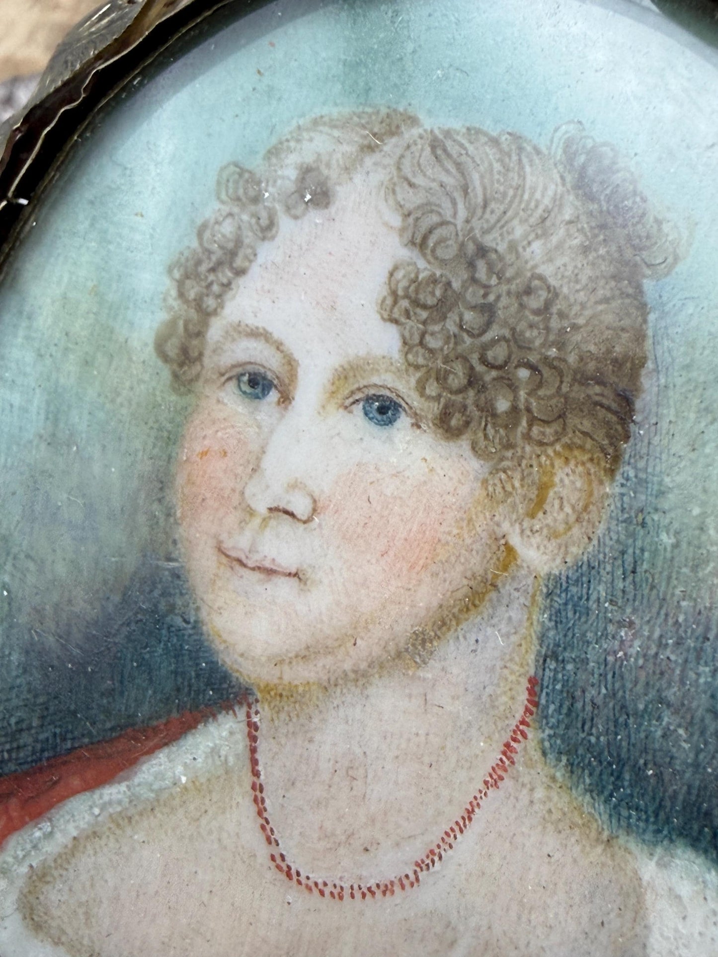 Antique Georgian Miniature Portrait Brooch of Lady