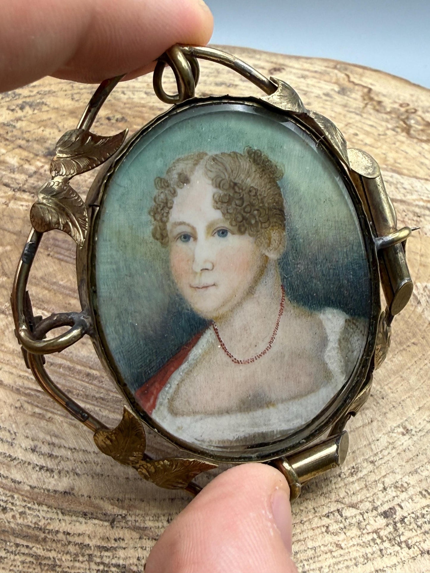 Antique Georgian Miniature Portrait Brooch of Lady