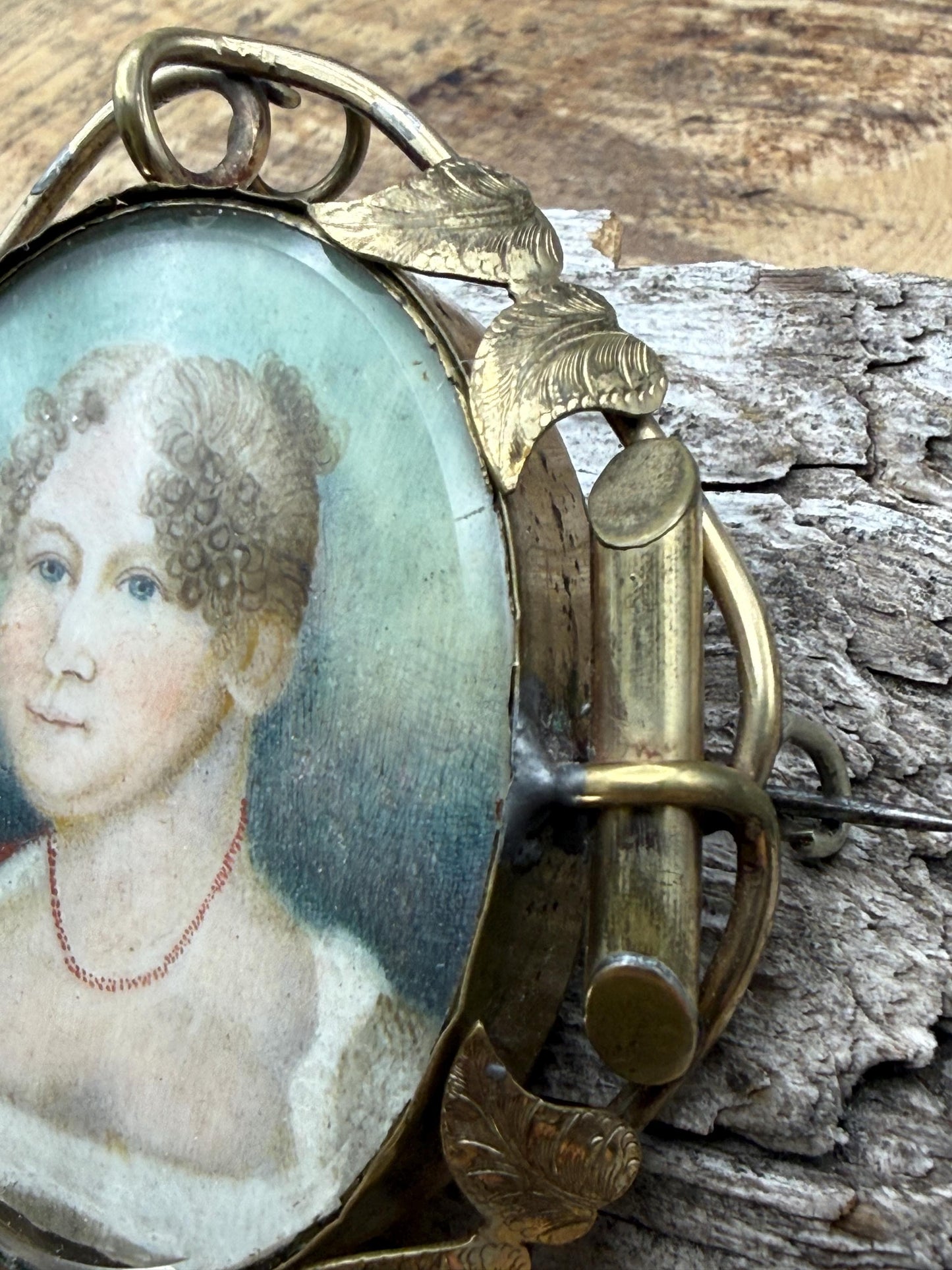 Antique Georgian Miniature Portrait Brooch of Lady