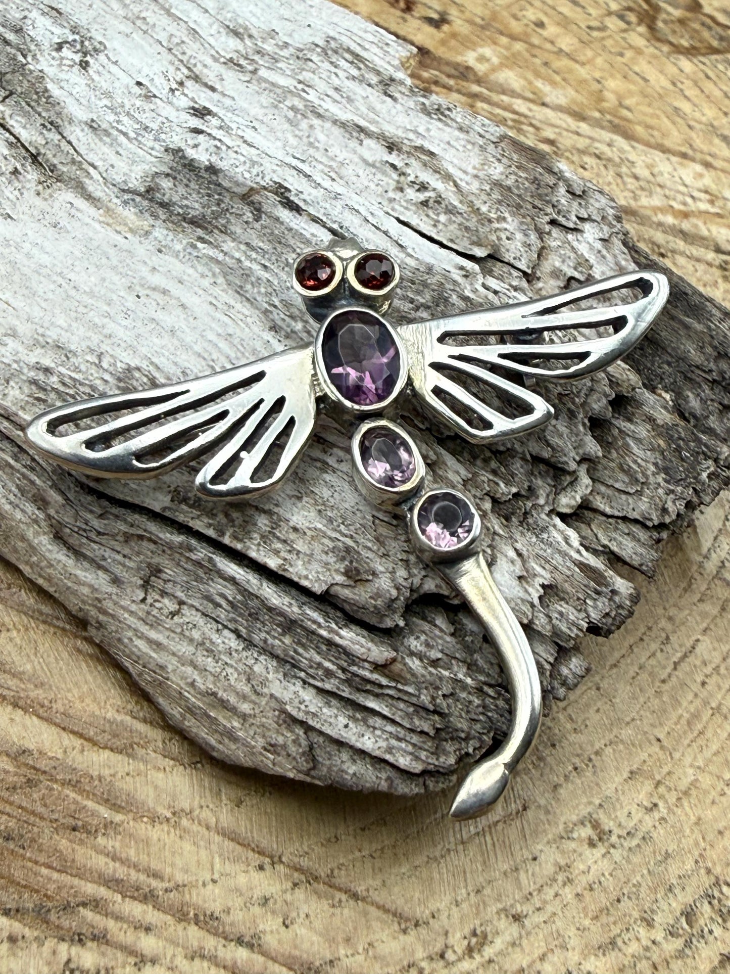 Vintage Sterling Silver Dragonfly Brooch